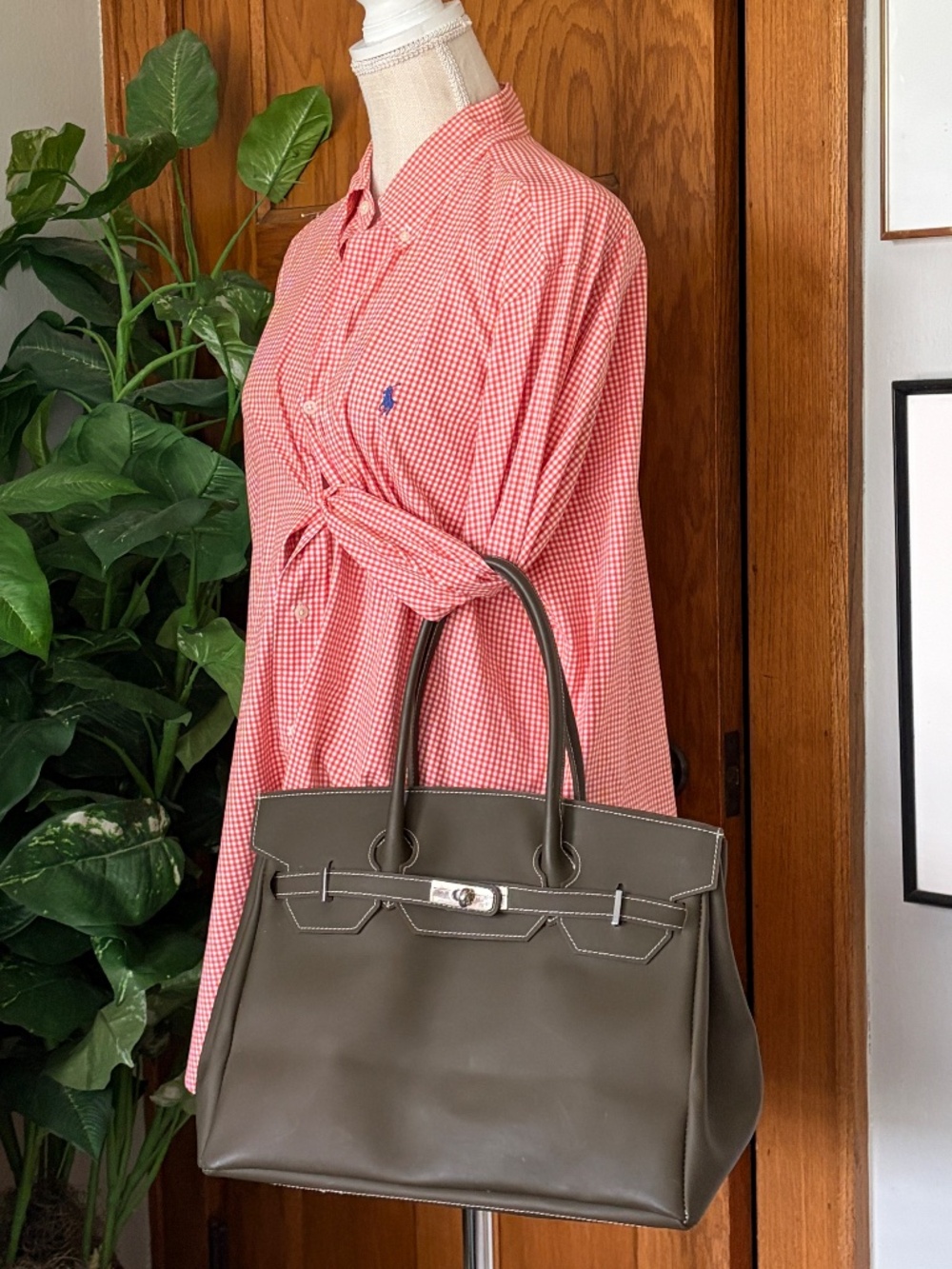 Vintage Y2K Made in Italy Matte Taupe Jelly Top Handle Satchel Purse Firkin MINT